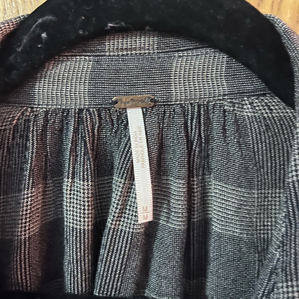 Free People Fawn over you plaid button down peasant shirt M - Picture 6 of 12